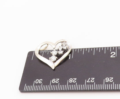 925 Sterling Silver Vintage Pendant Designer CZ Inlay Cutout Heart  PT24305