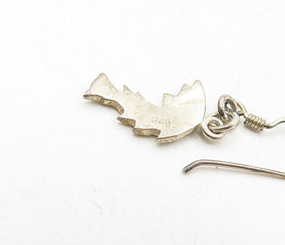 925 Sterling Silver  Vintage Petite Patterned Fish Dangle Earrings  EG4890