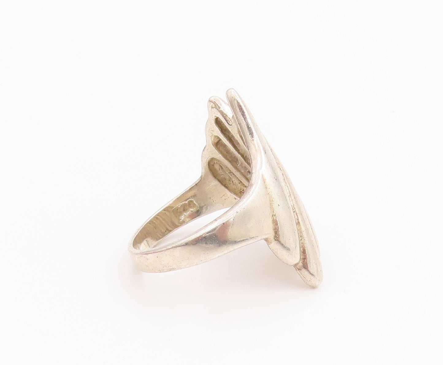 925 Sterling Silver Vintage Ring Designer Grooved Design  Sz 6  RG33153