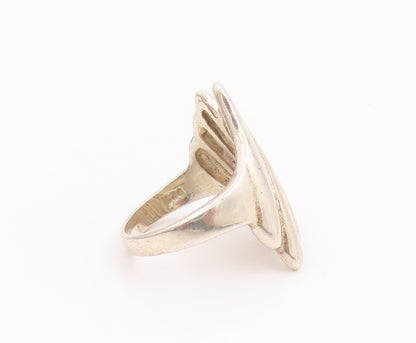 925 Sterling Silver Vintage Ring Designer Grooved Design  Sz 6  RG33153