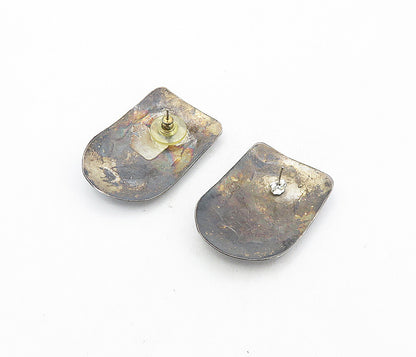 DESIGNER 925 Silver Vintage Modernist Gemstone Cluster Drop Earrings EG4111