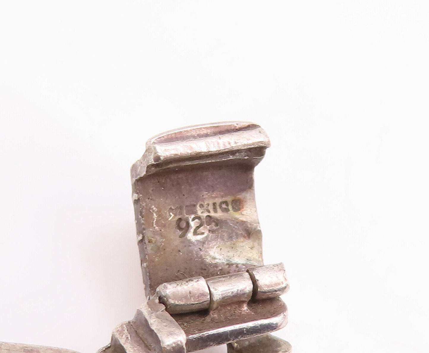 925 Sterling Silver Vintage Bracelet MEXICO Brutalist Heavy Cutout  BT10659