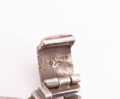 925 Sterling Silver Vintage Bracelet MEXICO Brutalist Heavy Cutout  BT10659