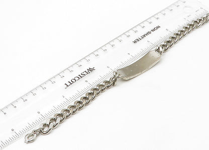 BOJAR 925  Silver  Vintage Smooth Bar Shiny Curb Link Chain Bracelet  BT8576