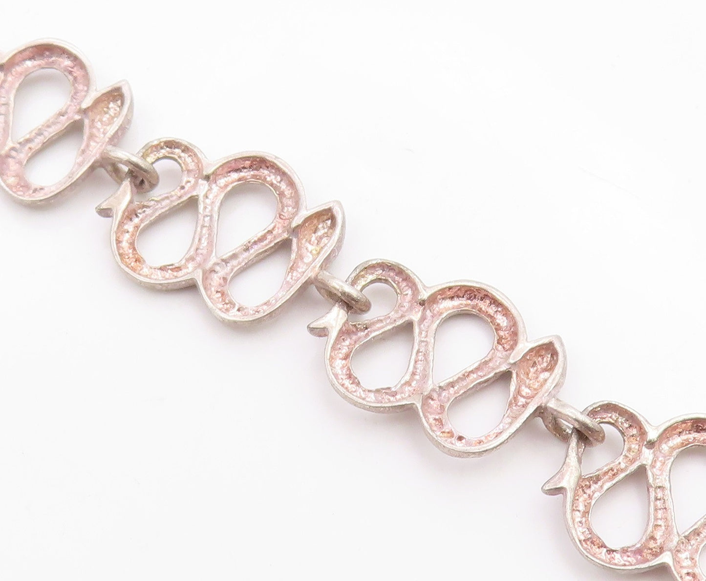 925 Sterling Silver Vintage Bracelet Minimalist Wavy Snake Link Chain  BT12060