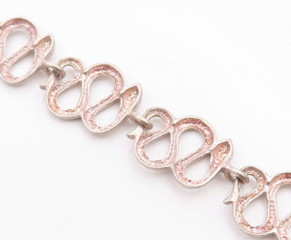 925 Sterling Silver Vintage Bracelet Minimalist Wavy Snake Link Chain  BT12060