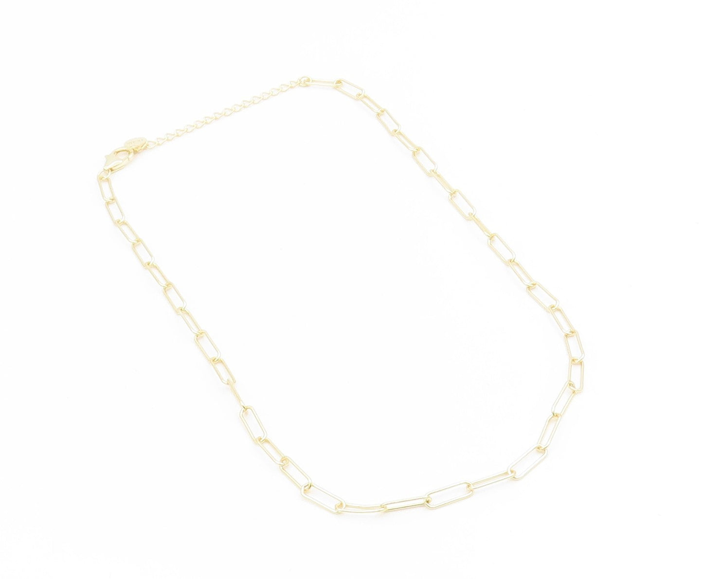 925 Sterling Silver Vintage Necklace Gold Plated DSMK Paperclip Chain  NE4815