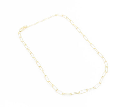925 Sterling Silver Vintage Necklace Gold Plated DSMK Paperclip Chain  NE4815