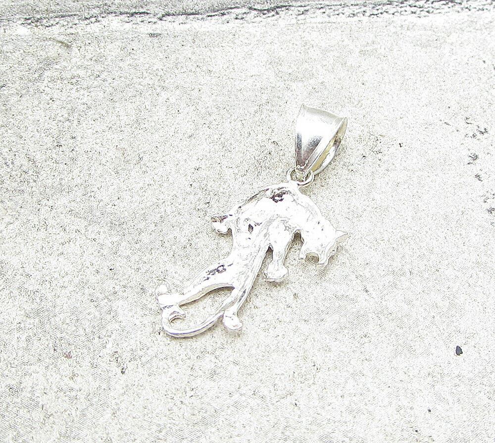 925 Sterling Silver Vintage Roaring Puma Drop Pendant PT1391