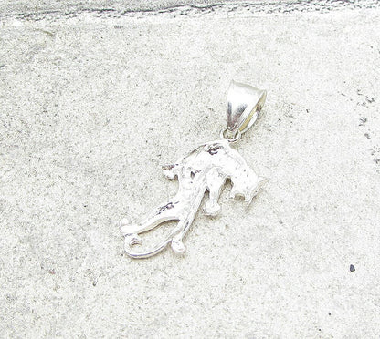 925 Sterling Silver Vintage Roaring Puma Drop Pendant PT1391