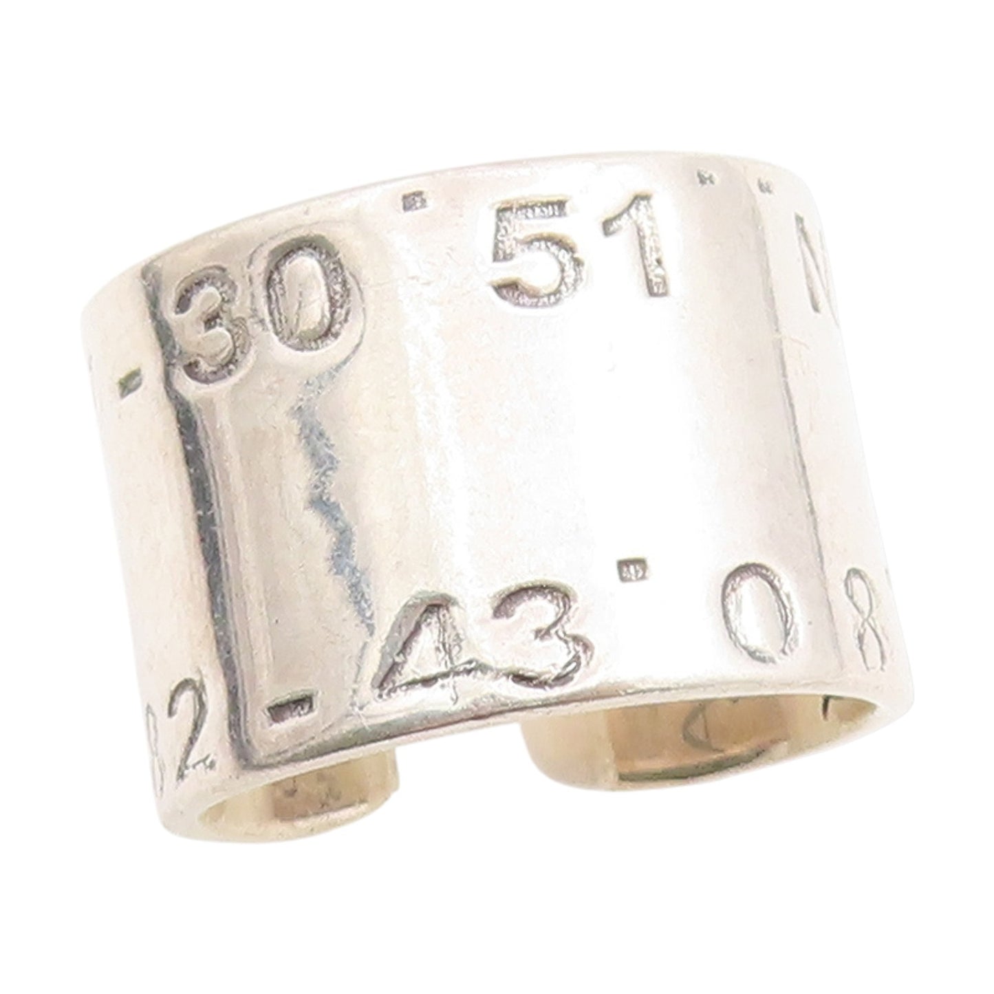 925 Sterling Silver Vintage Ring Latitude & Longitude Cuff Band Sz 10.5 RG33910