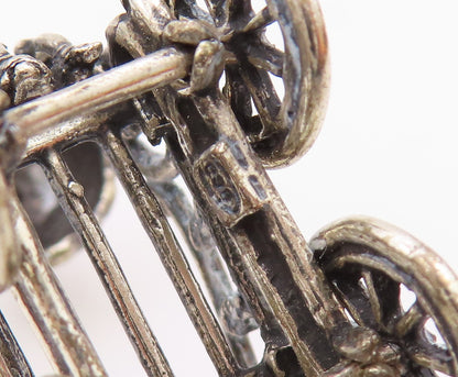 925 Sterling Silver  Vintage Shiny Old Fashioned Baby Carriage Trinket  TR1823