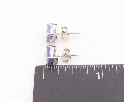 925 Sterling Silver Vintage Earrings Oval Cut Tanzanite Minimalist Stud  EG13766
