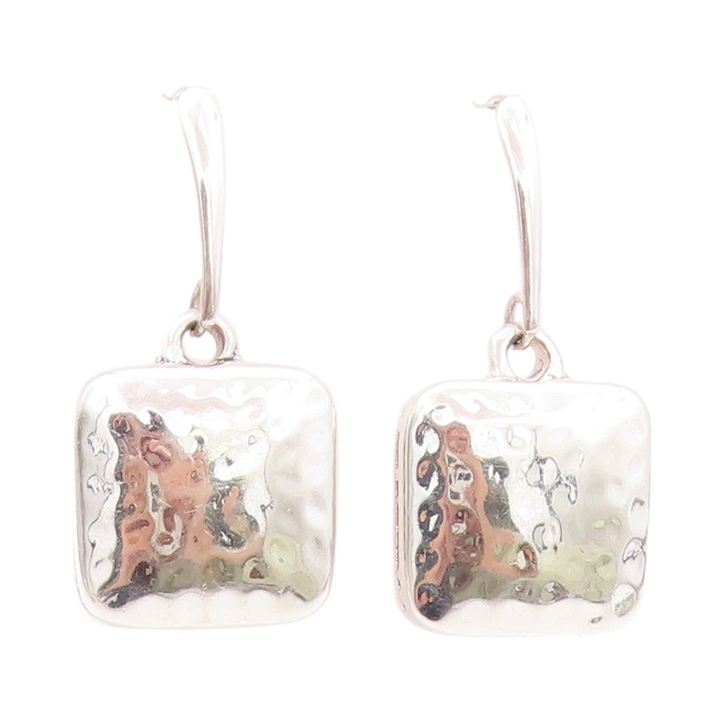 925 Sterling Silver Vintage Earrings Puffed Dangling Hand Bag Design  EG13552