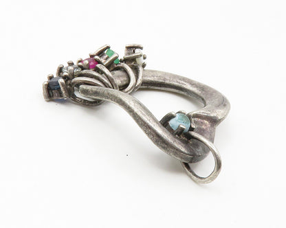 LENOX 925 Sterling Silver Vintage Topaz & Multi Stone Heart Pendant PT11074