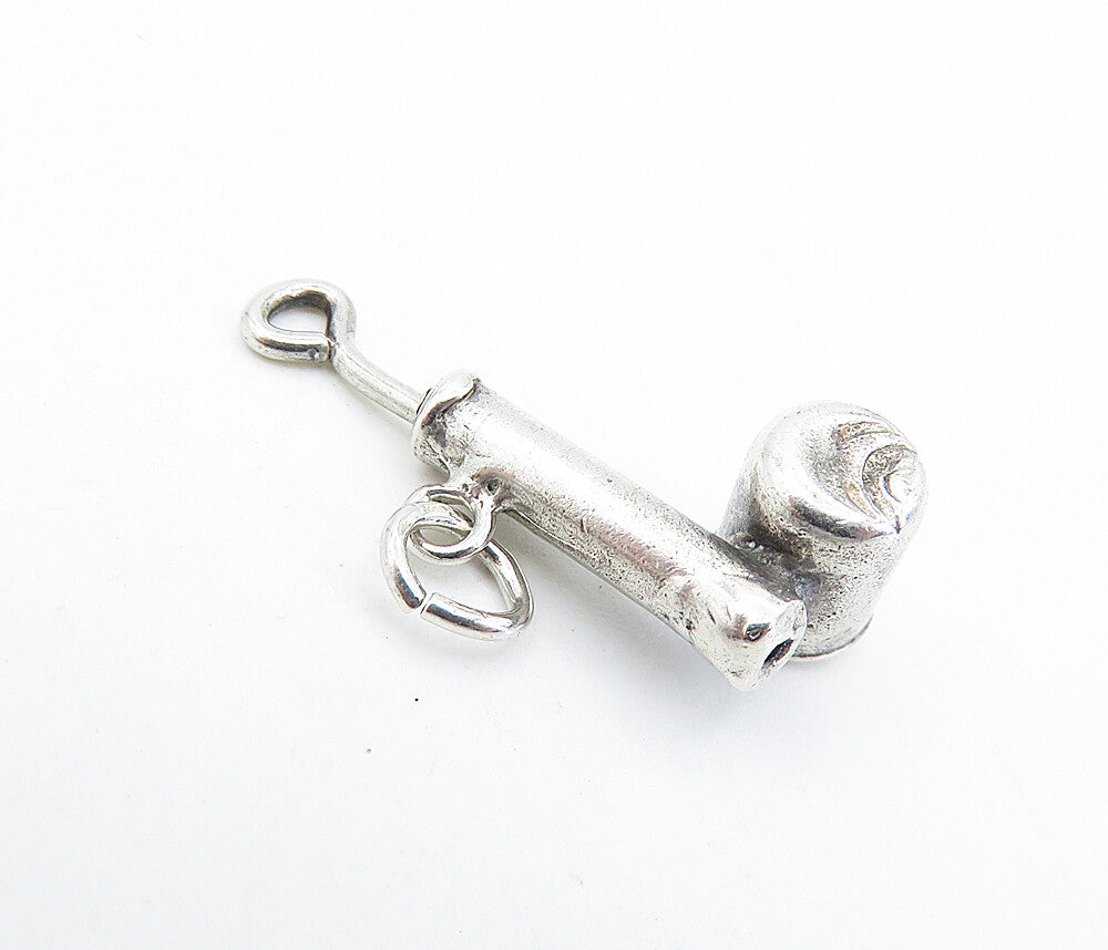 925 Sterling Silver  Vintage Petite Shiny Hollow Design Drop Pendant  PT4804