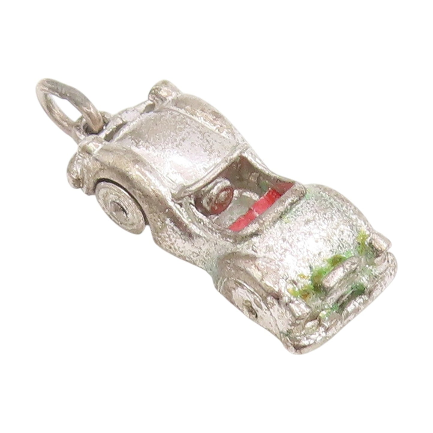 925 Sterling Silver Vintage Pendant Enamel Retro Sports Car Charm MOVES  PT25751