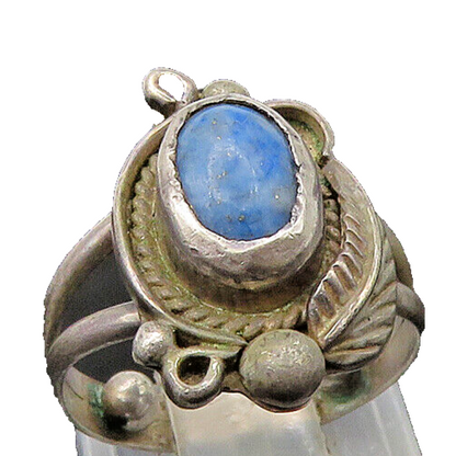 NAVAJO 925 Sterling Silver  Vintage Blue Turquoise Band Ring Sz 2  RG22759