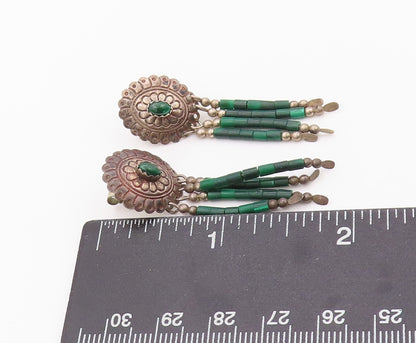 925 Sterling Silver Vintage Earrings SOUTHWESTERN Oval Turquoise Dangles EG13486