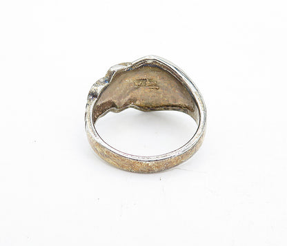 925 Sterling Silver  Vintage Shiny Arrow Design Band Ring Sz 7.5  RG5568