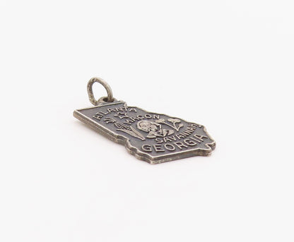 925 Sterling Silver Vintage Pendant Dark Tone Georgia State Map Charm  PT24928