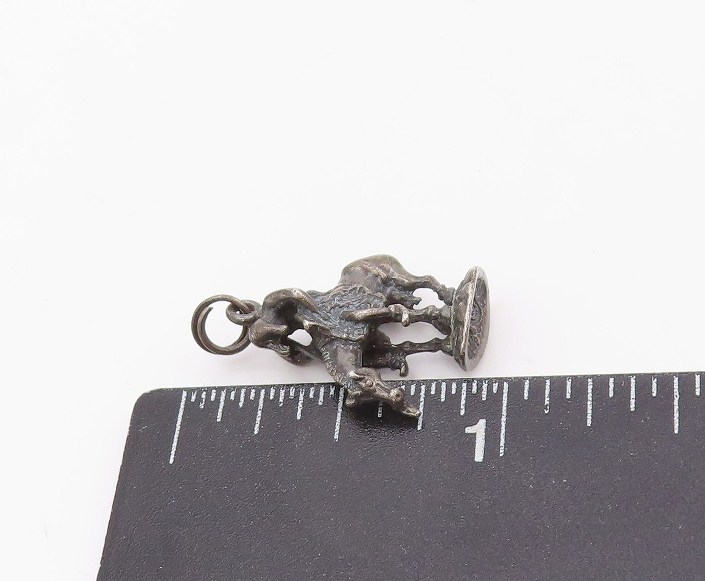 925 Sterling Silver Vintage Pendant Dark Tone Wounded Solder On Horse  PT23930