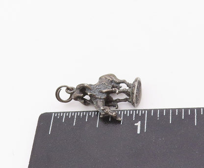925 Sterling Silver Vintage Pendant Dark Tone Wounded Solder On Horse  PT23930