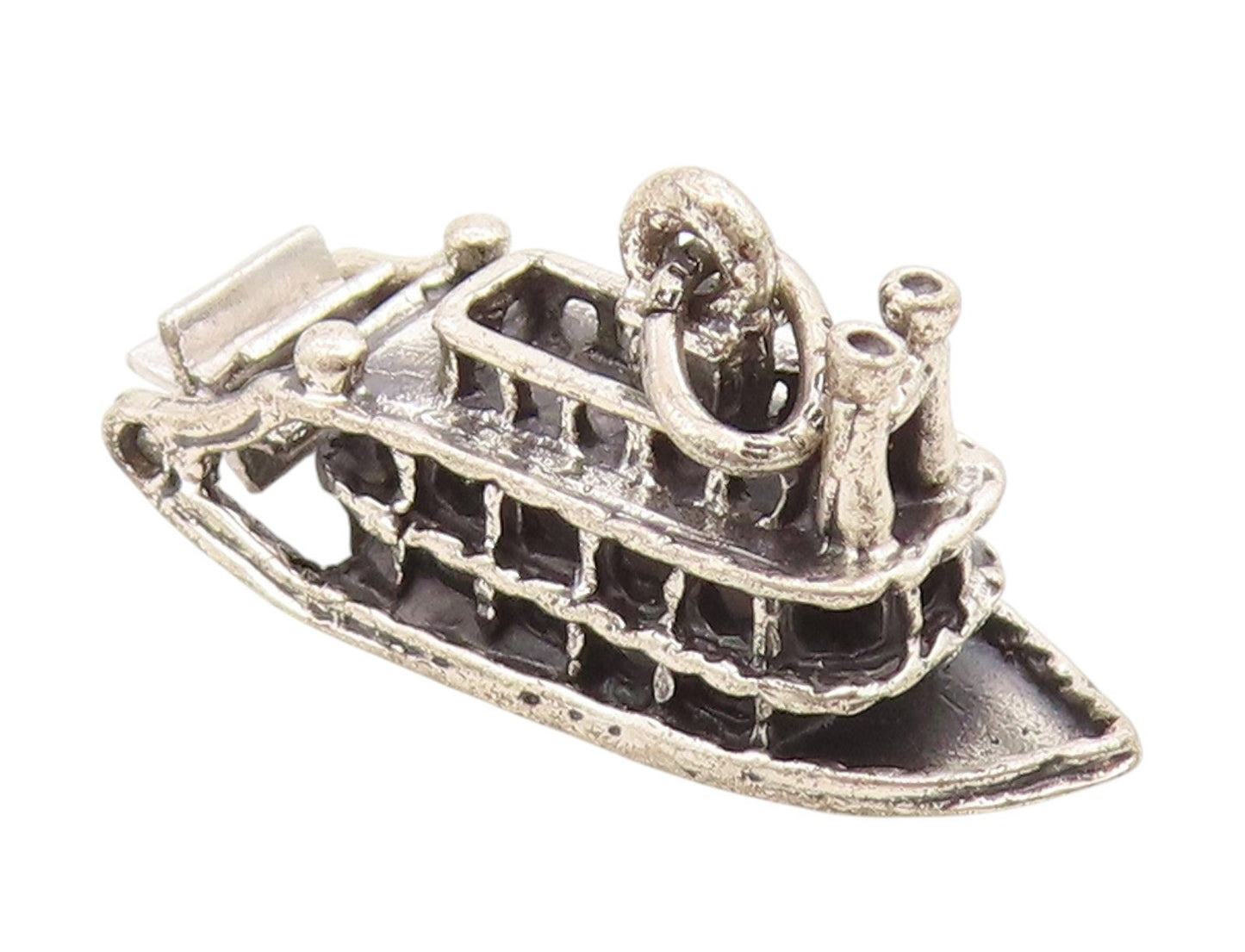 925 Sterling Silver Vintage Pendant Miniature Paddle Wheel Steamboat  PT25696