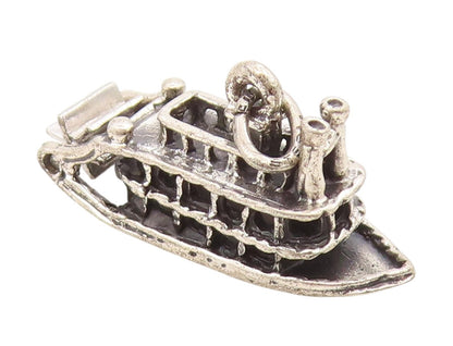 925 Sterling Silver Vintage Pendant Miniature Paddle Wheel Steamboat  PT25696