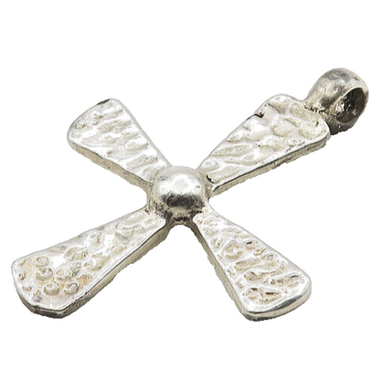 MEXICO 925 Sterling Silver  Vintage Hammered Religious Cross Pendant  PT15297
