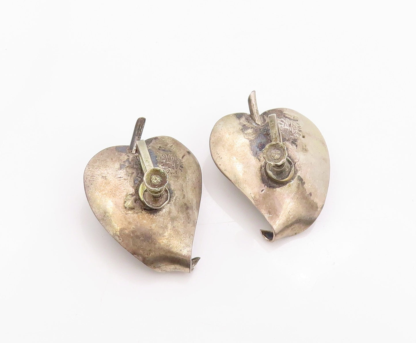 925 Sterling Silver Vintage Earrings MEXICO Drop Shape Gemstone Leaf  EG13481
