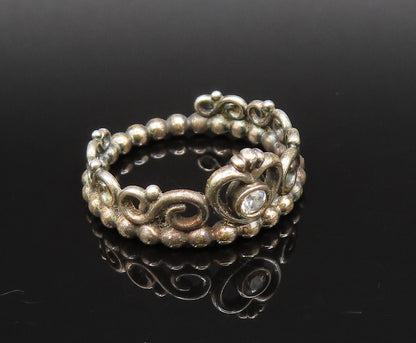 PANDORA 925 Silver  Vintage Cubic Zirconia Princess Tiara Ring Sz 6  RG25764