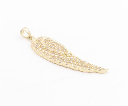 925 Sterling Silver Vintage Pendant Gold Plated CZ Guardian Angel Wing  PT25361