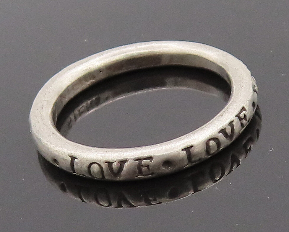 925 Sterling Silver Vintage Ring Minimalist Love Etched Letters  Sz 7 RG27890
