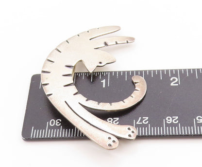 925 Sterling Silver Vintage Brooch FAR FETCHED Tiger Cat Cut Out Pin  BP11905