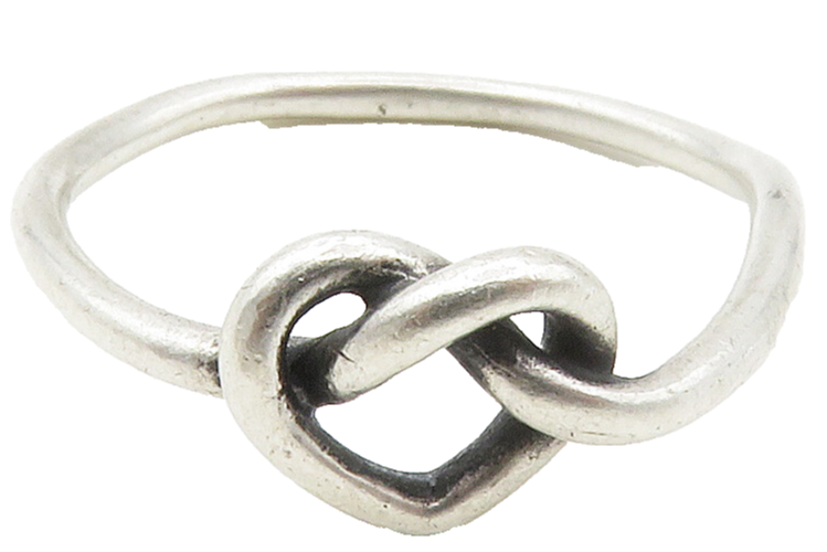 AVERY 925 Sterling Silver  Vintage Open Love Heart Knot Band Ring Sz 7 RG15282