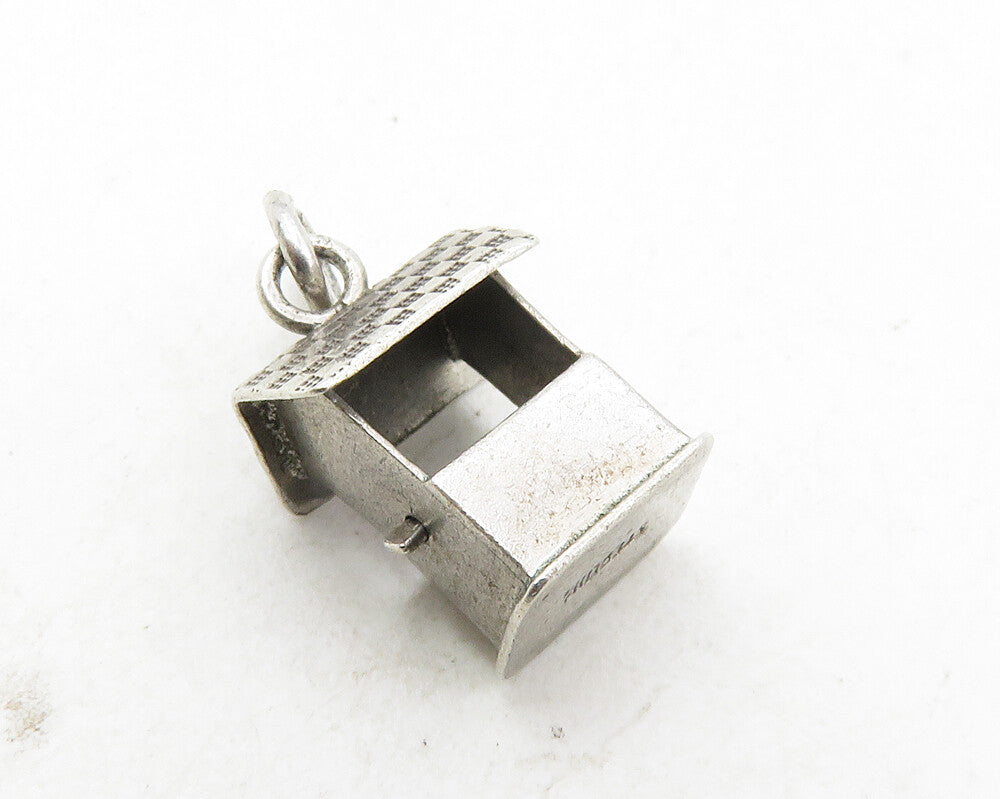 925 Sterling Silver  Vintage Petite Dark Tone Water Well Motif Pendant  PT6845