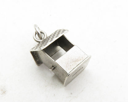 925 Sterling Silver  Vintage Petite Dark Tone Water Well Motif Pendant  PT6845