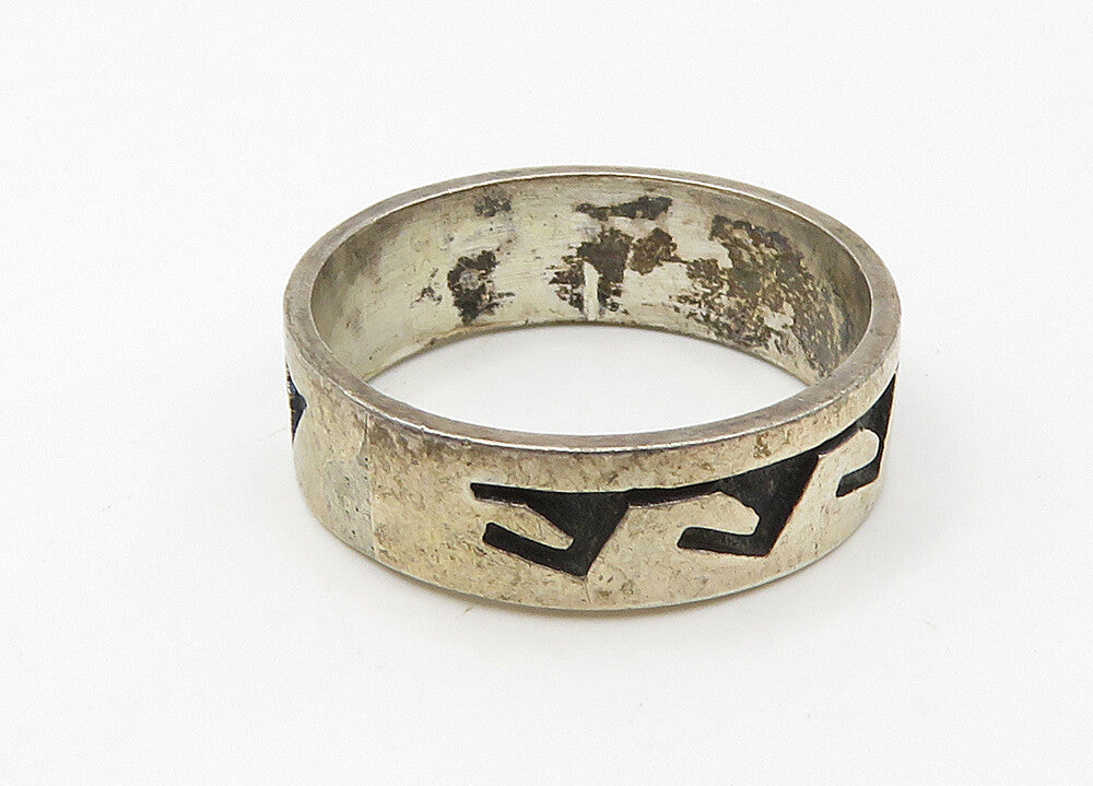 SOUTHWESTERN 925 Silver Vintage Ocean Waves Oxidized Band Ring Sz 8.5 RG21473