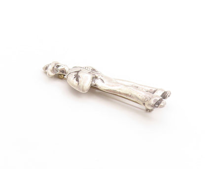 925 Sterling Silver Vintage Brooch Solid Country's Pride Farmer Pin  BP11886