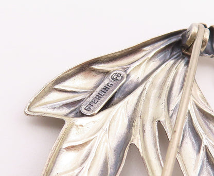 925 Sterling Silver  Vintage Rising Single Flower Brooch Pin  BP10056