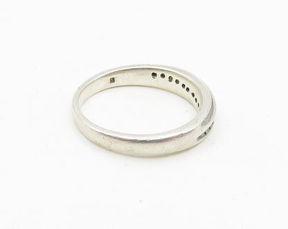 925 Sterling Silver  Vintage Genuine Diamonds Highway Band Ring Sz 8  RG18597