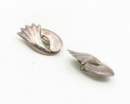 MEXICO 925 Sterling Silver  Vintage Wing Swirl Non Pierce Earrings  EG5136