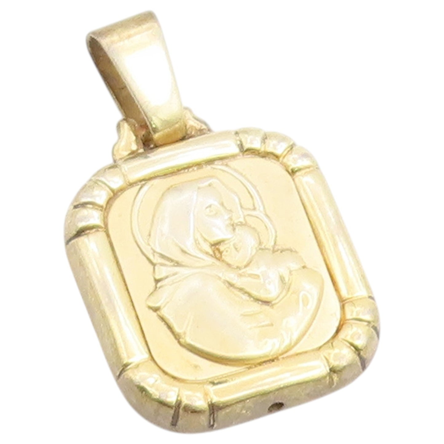 925 Sterling Silver Vintage Pendant Gold Plated Virgin Mary & Baby Jesus PT26517