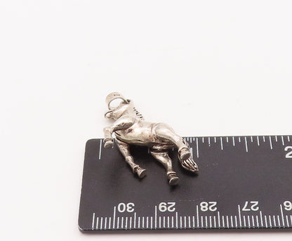 925 Sterling Silver Vintage Pendant Solid 3D Carved Moveable Horse  PT23426