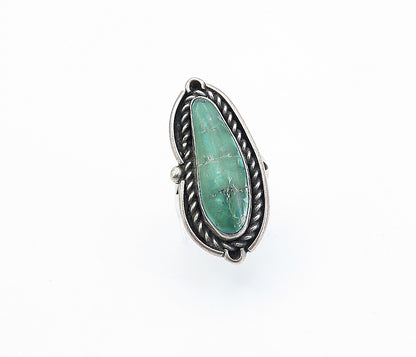 NAVAJO 925 Sterling Silver  Vintage Turquoise Twist Cocktail Ring Sz 6  RG3617