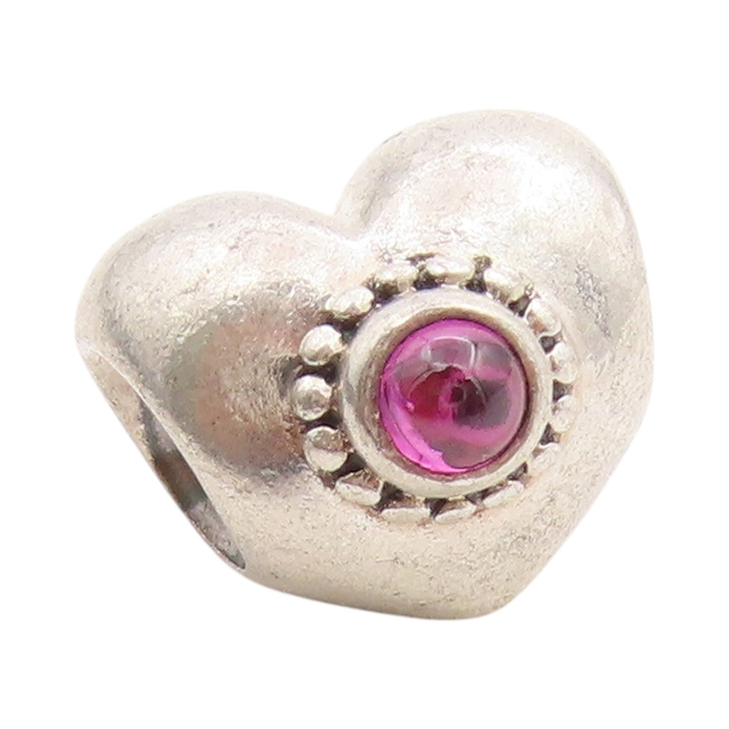 925 Sterling Silver Vintage Pendant PANDORA Cabochon CZ Heart Charm  PT24502