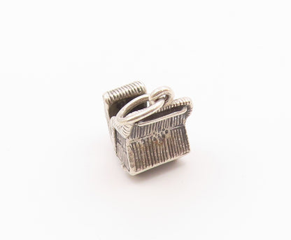 925 Sterling Silver  Vintage Petite Dark Tone Winter Sleigh Pendant  PT18653