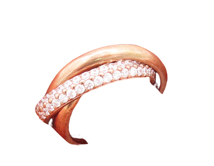 925 Sterling Silver Vintage Ring Rose Gold Plated CZ Inlay Rings  Sz 7  RG29881