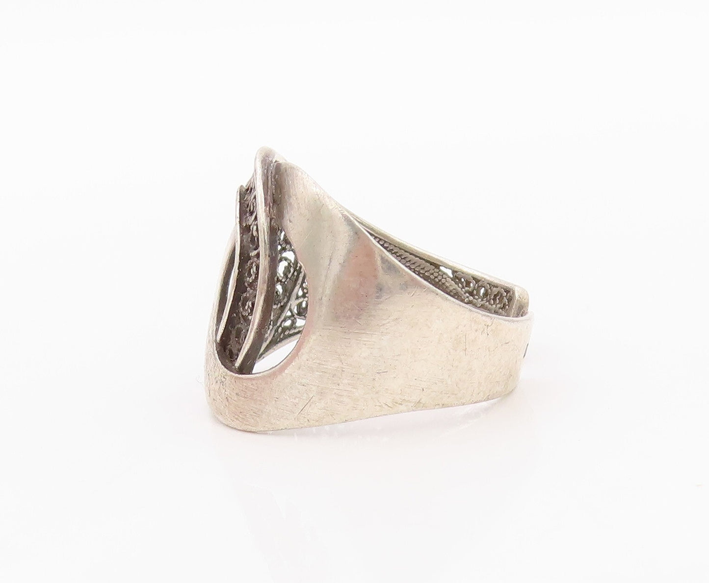 925 Sterling Silver Vintage Ring EUROPE Antique Design Cutout  SZ 9  RG32056